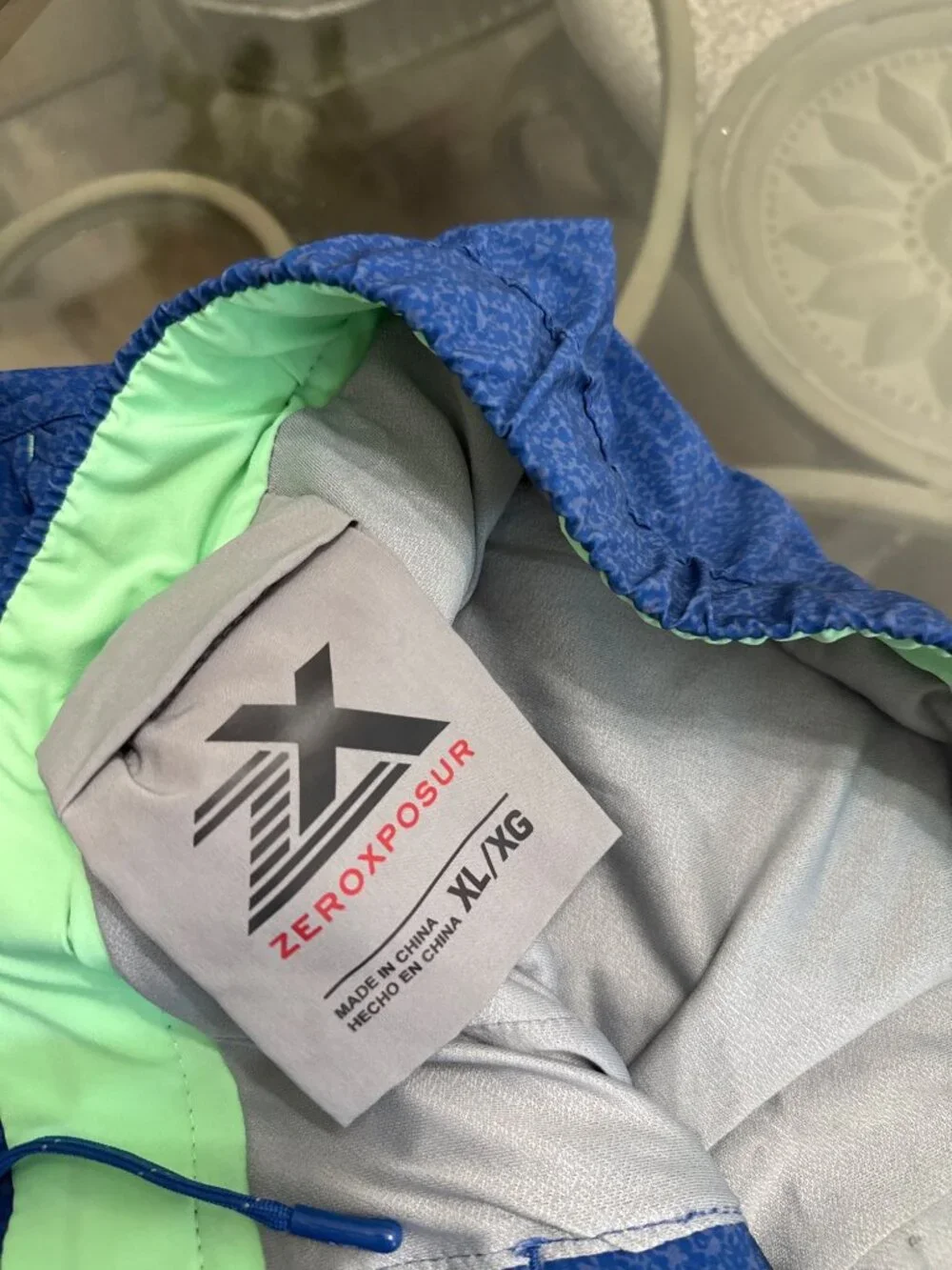 ZeroXposur Mens XL Blue Swim Trunks With Pockets Drawstring Waist & Side Zipper